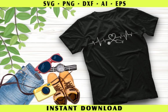 Nurse Heartbeat Graphics for T-Shirt Designs
